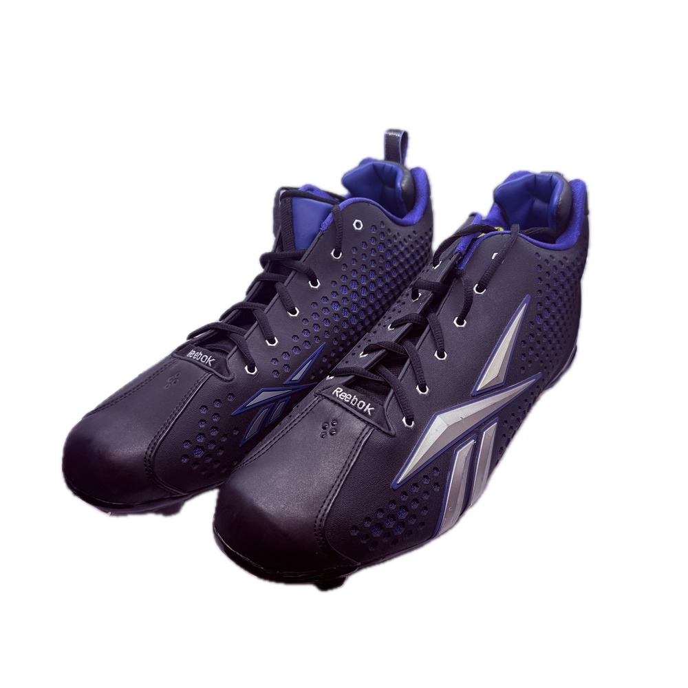 Reebok NFL Football Cleats Black Royal‎ Blue Silver Men Size 16 Rare